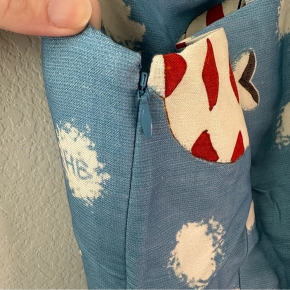 NWT HUNTER BELL CARMEN  One-shoulder Fish Printed Midi Dress SZ US 6 - Picture 9 of 10